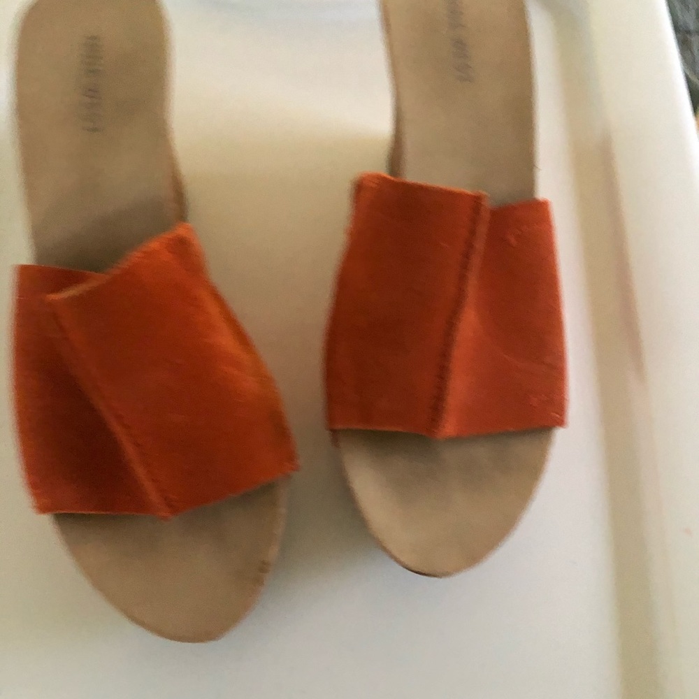 Sandals, platform, orange suede, comfy